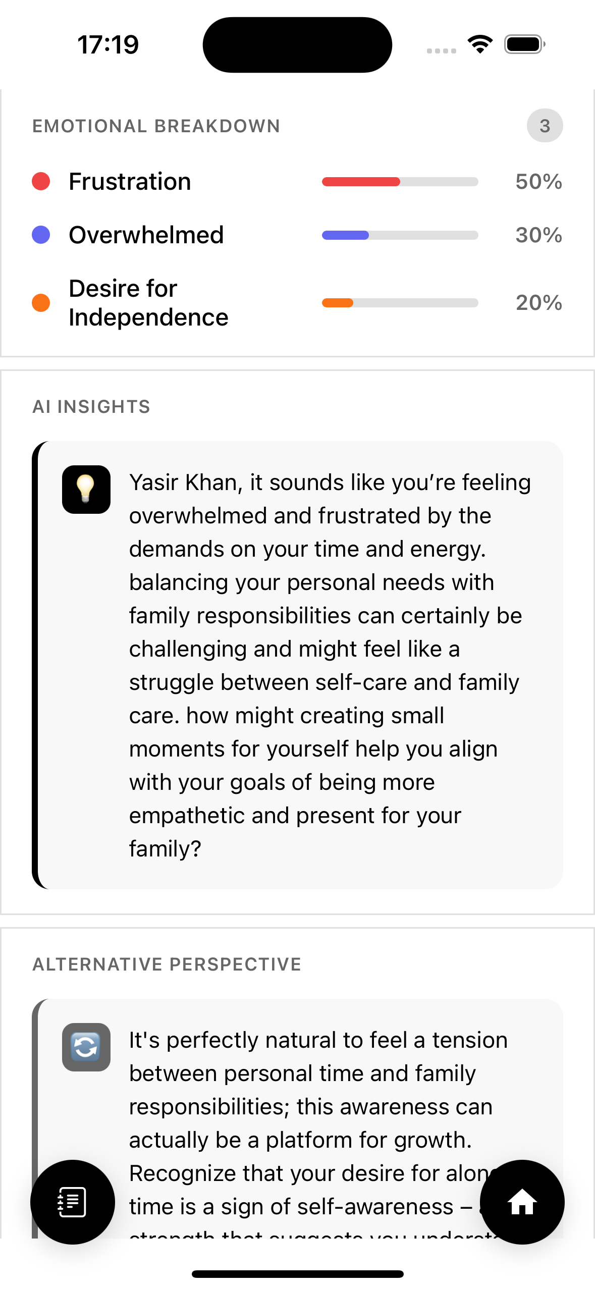 InnerSight AI Insights Screen
